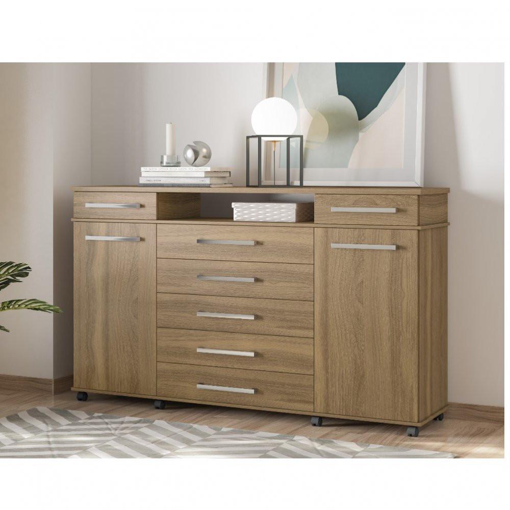 Cômoda 7 Gavetas 2 Portas com Rodízios London Demóbile - 1