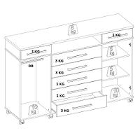 Cômoda 7 Gavetas 2 Portas com Rodízios London Demóbile - 5