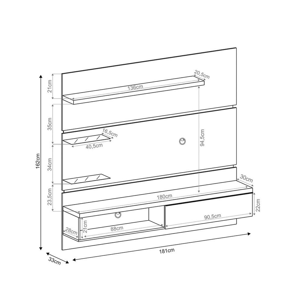 Painel para TV até 55 Polegadas 1 Porta LED Ores 1.8 HB Móveis - 5