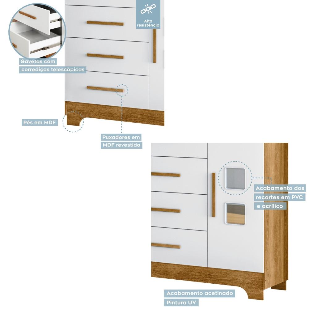 Cômoda 4 Gavetas 1 Porta Fly Tigus Baby - 3