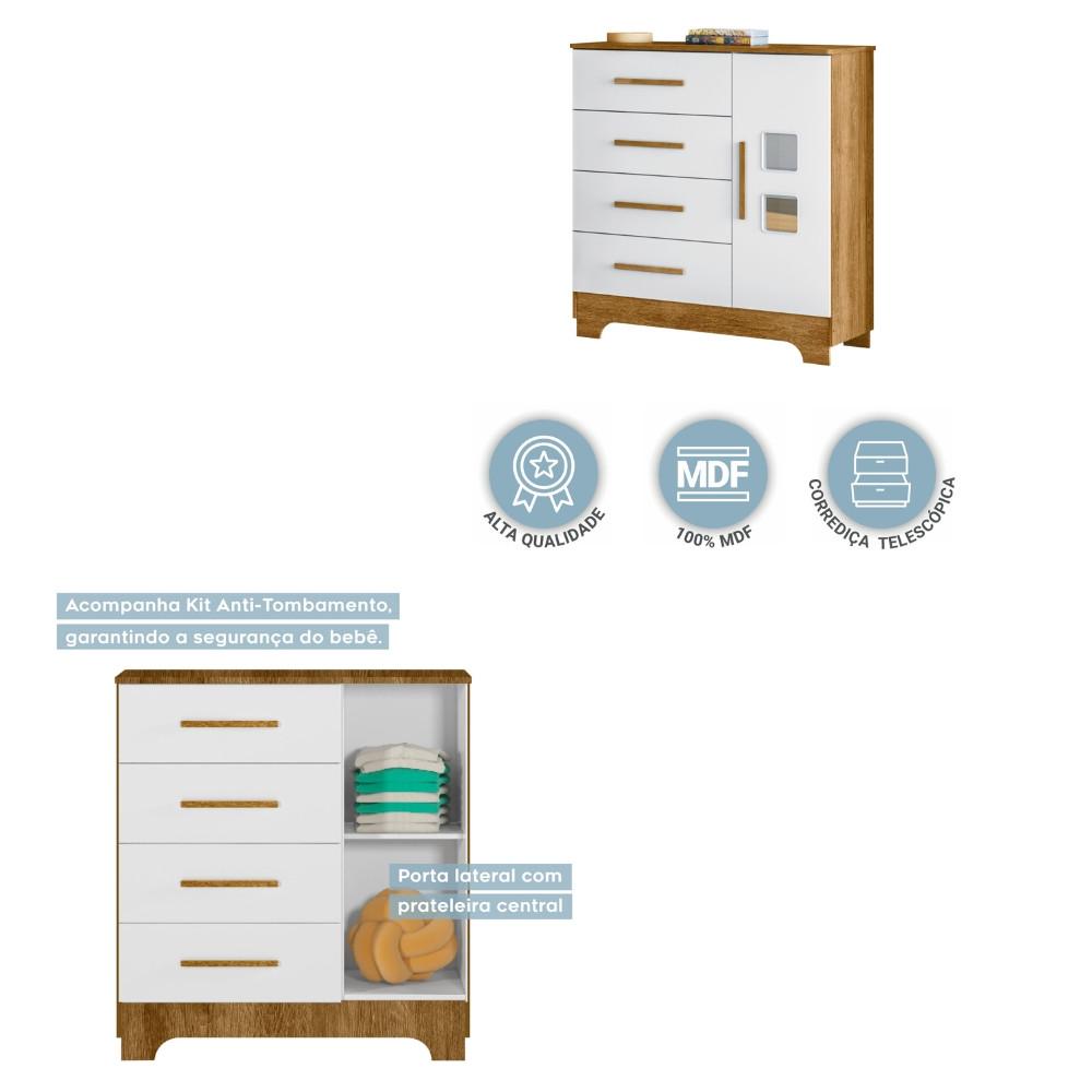 Cômoda 4 Gavetas 1 Porta Fly Tigus Baby - 5