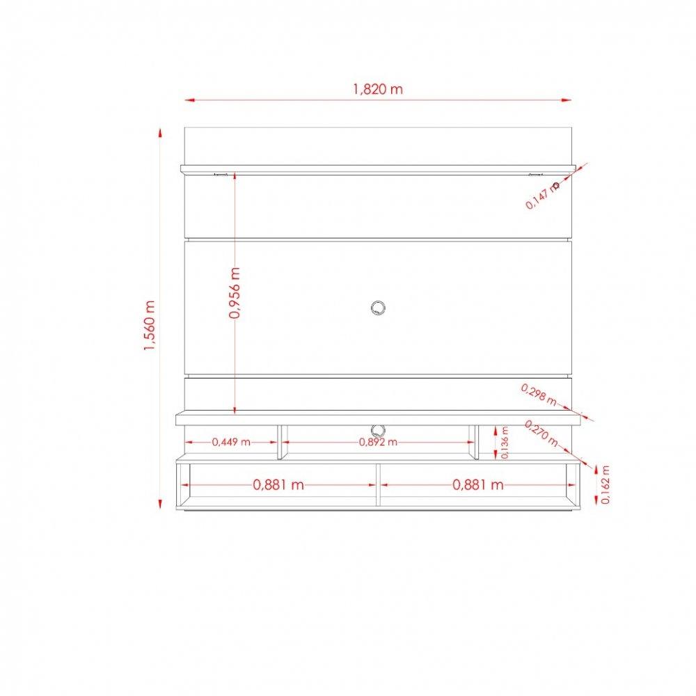 Painel para TV até 60 Polegadas 2 Portas Lana 1.8 Madetec - 3
