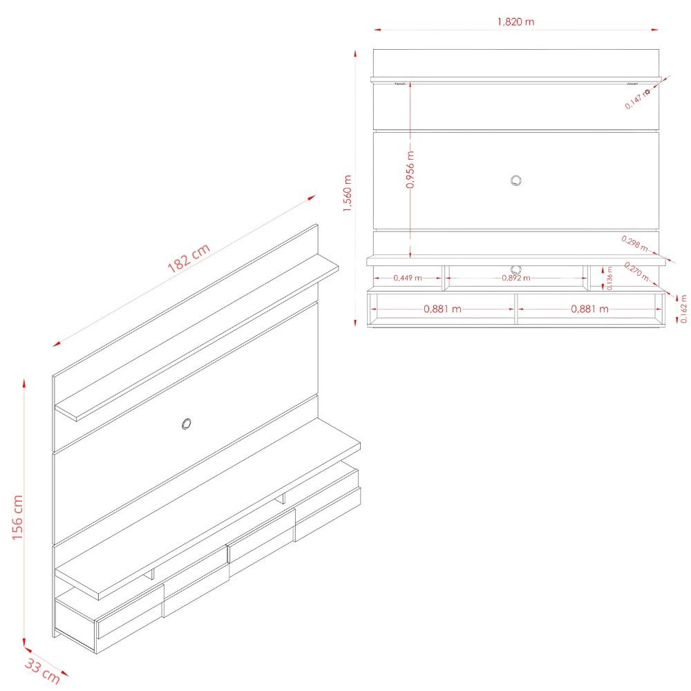 Painel para TV até 60 Polegadas 2 Portas Lana 1.8 Madetec - 4