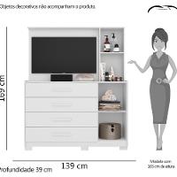 Cômoda 4 Gavetas 2 Portas Espelho Ilhabela Albatroz - 4