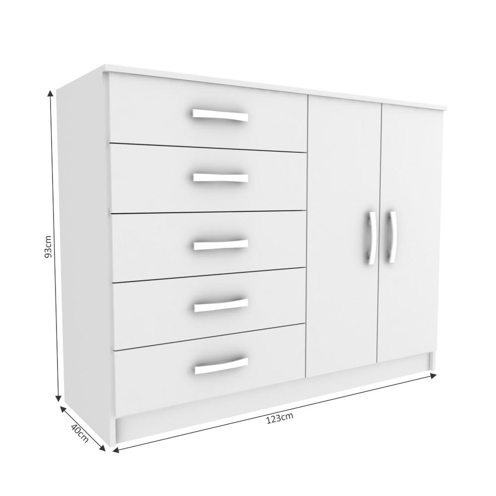 Cômoda 5 Gavetas 2 Portas CP25 Evidência Móveis - 3