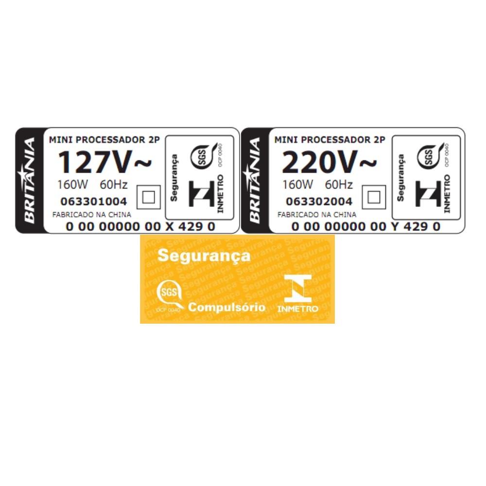 Mini Processador de Alimentos Britânia 2P 160W - 6