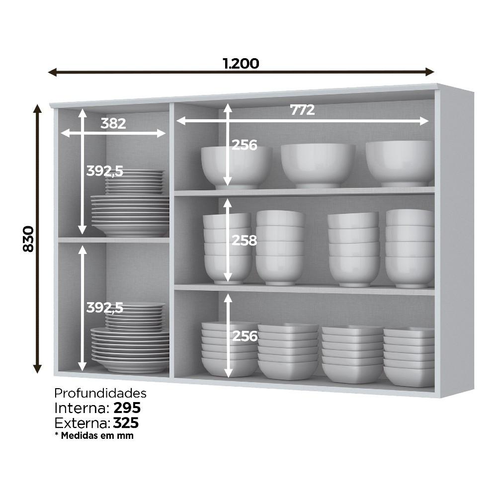 Armário Aéreo 3 Portas 120cm Americana Henn - 3