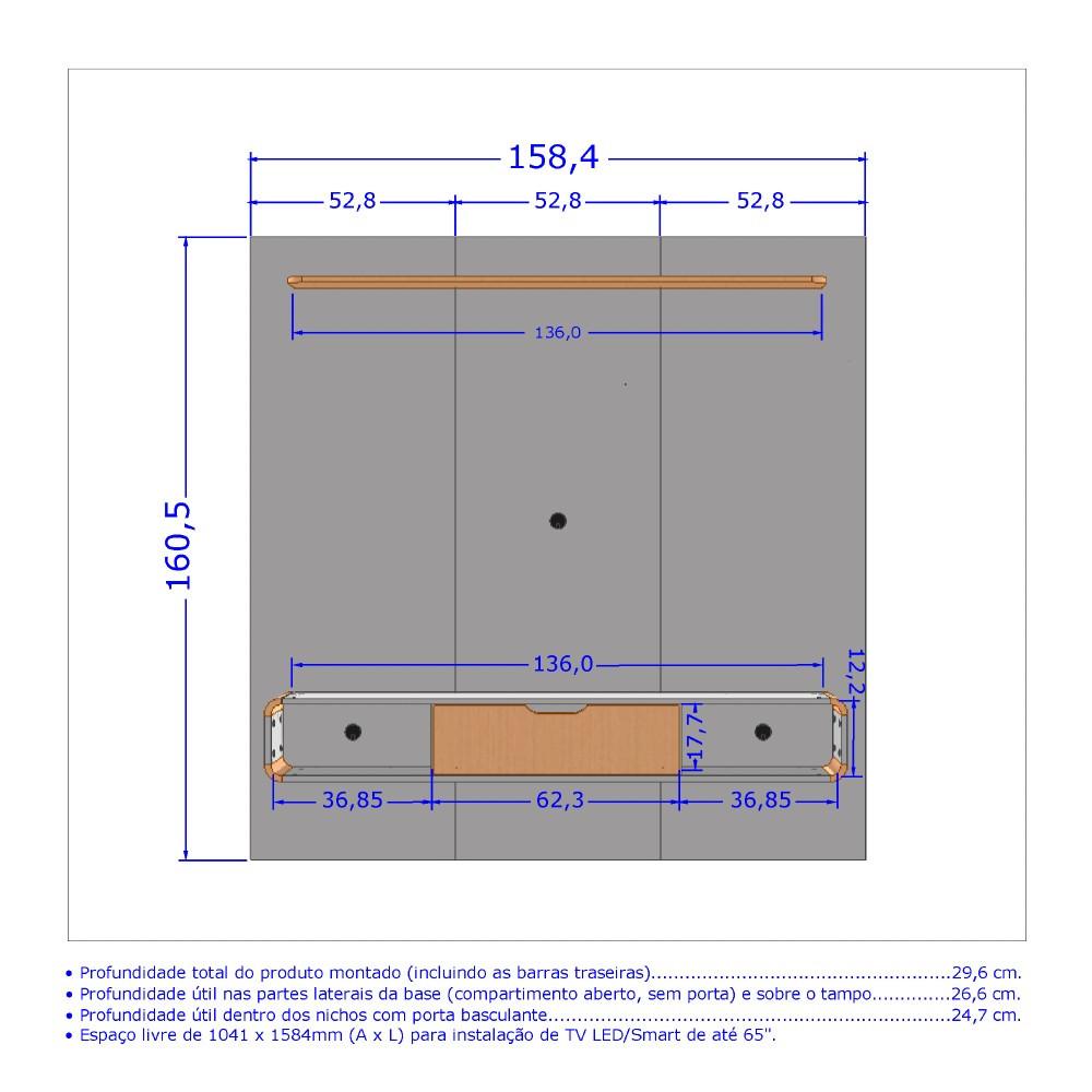 Painel para TV até 65 Polegadas 1 Porta Lisboa Bechara - 3