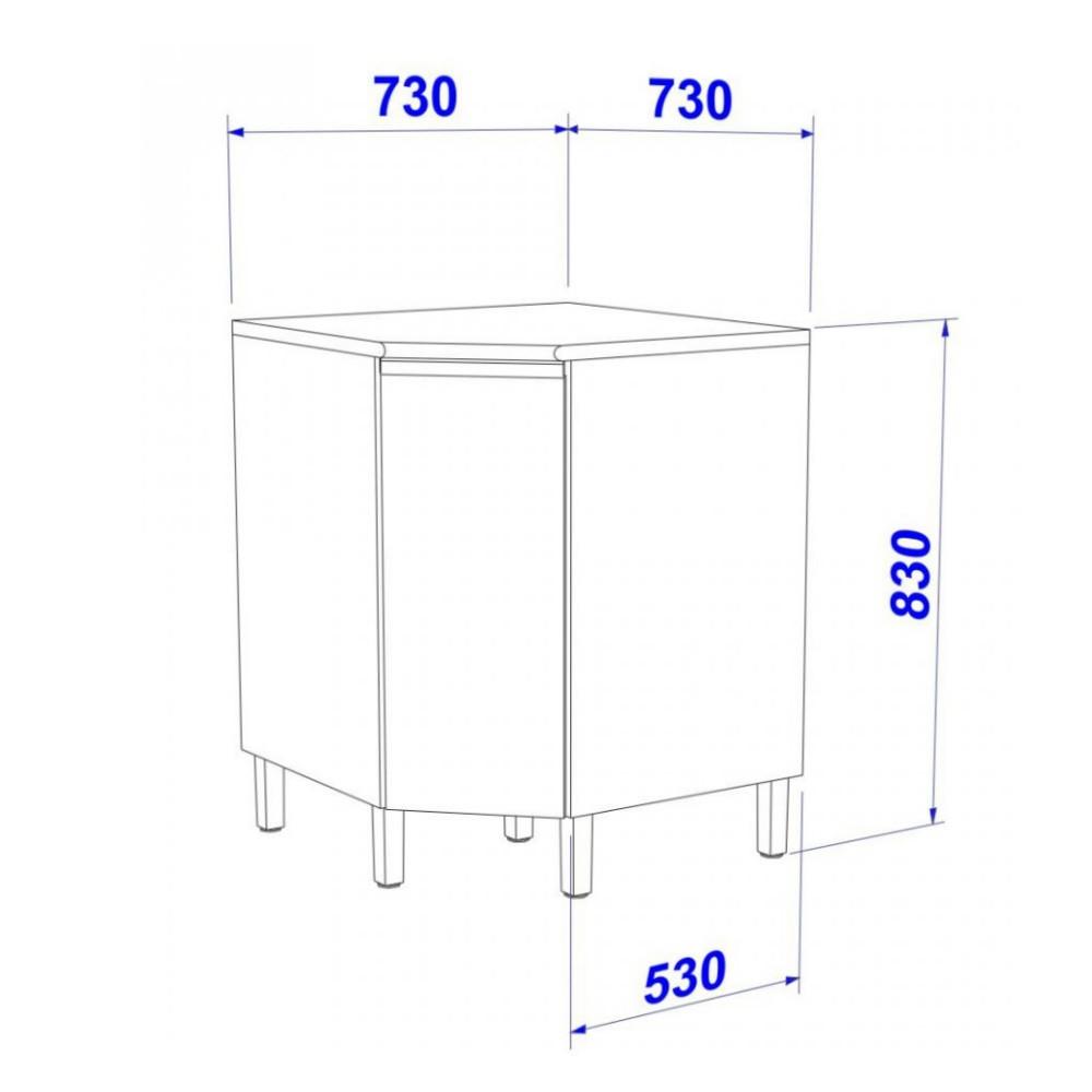 Balcão de Canto Oblíquo1 Porta com Tampo Star Indekes - 3