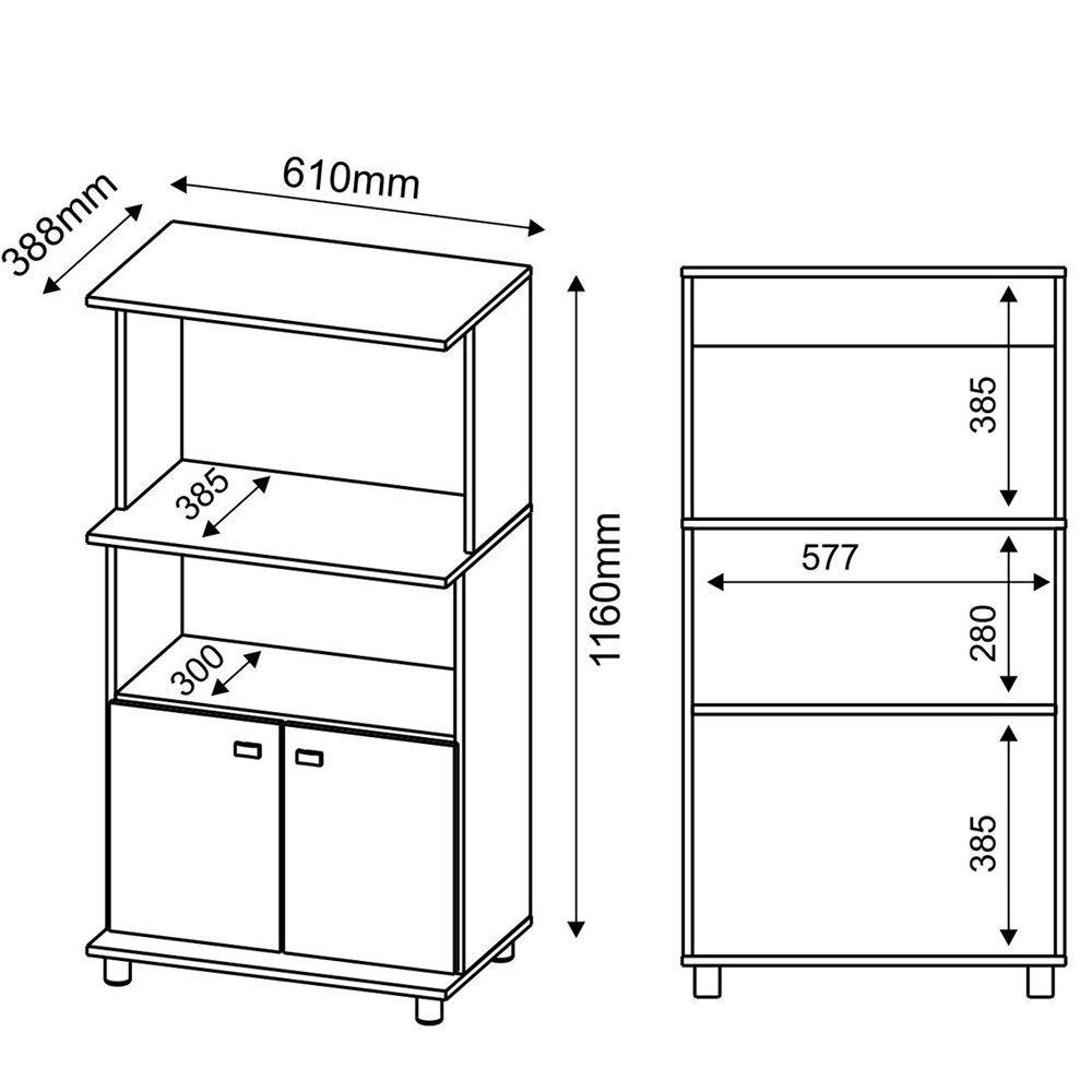 Balcão para Microondas 2 Portas BL3301 Tecno Mobili - 3
