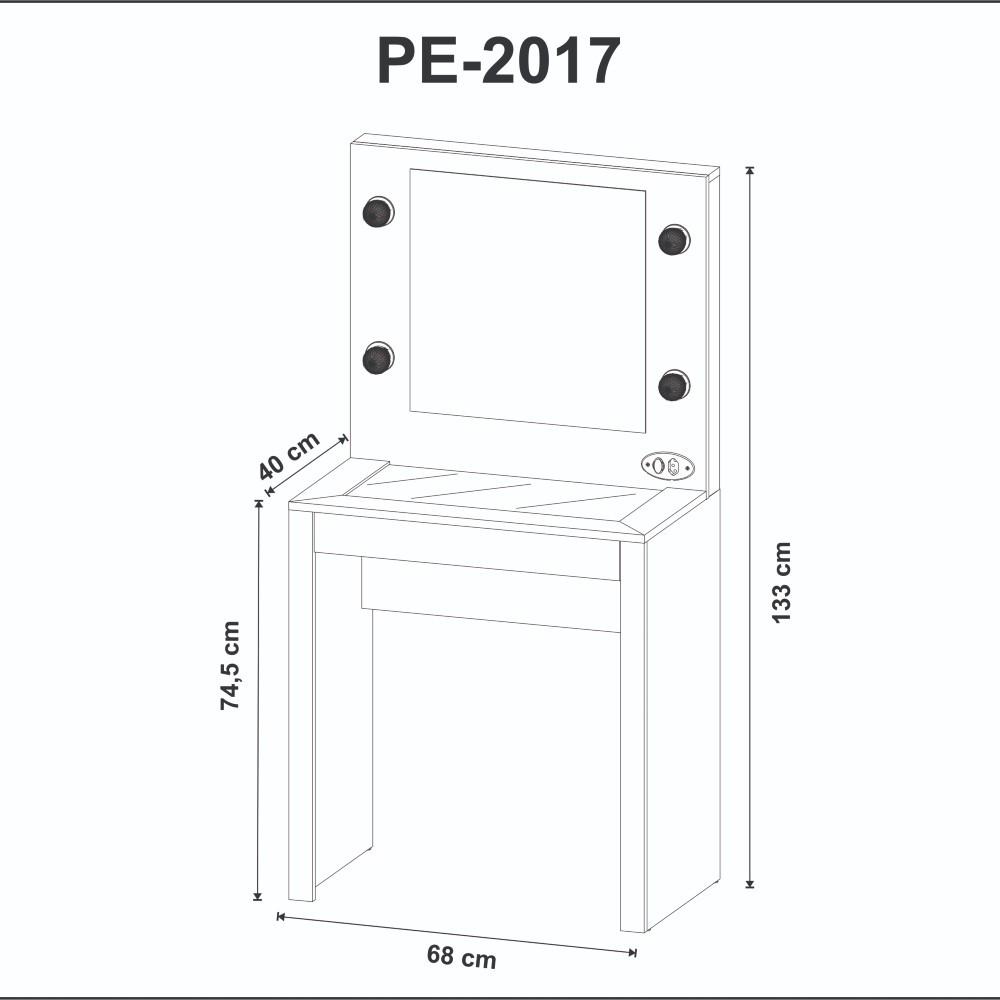 Penteadeira 1 Gaveta com Espelho PE2017 Tecnomobili - 5