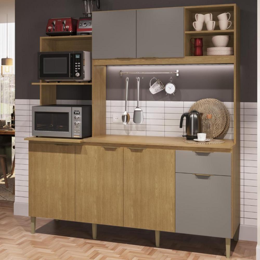 Cozinha Compacta com Tampo 6 Portas 1 Gaveta Dália New Cadorin - 1