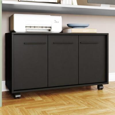 Balcão para Escritório 3 Portas com Rodízios BHO70 BRV Móveis