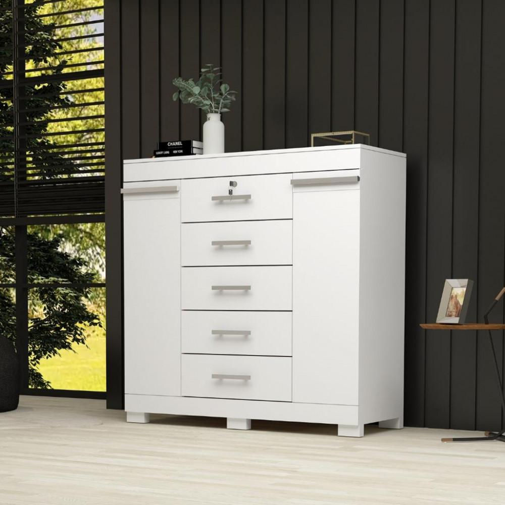 Cômoda 5 Gavetas 2 Portas Com Sapateira Diana ACP Móveis - 1