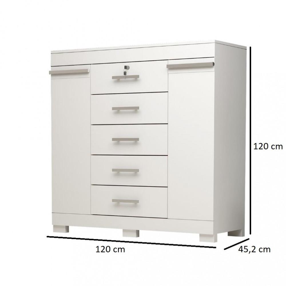 Cômoda 5 Gavetas 2 Portas Com Sapateira Diana ACP Móveis - 4