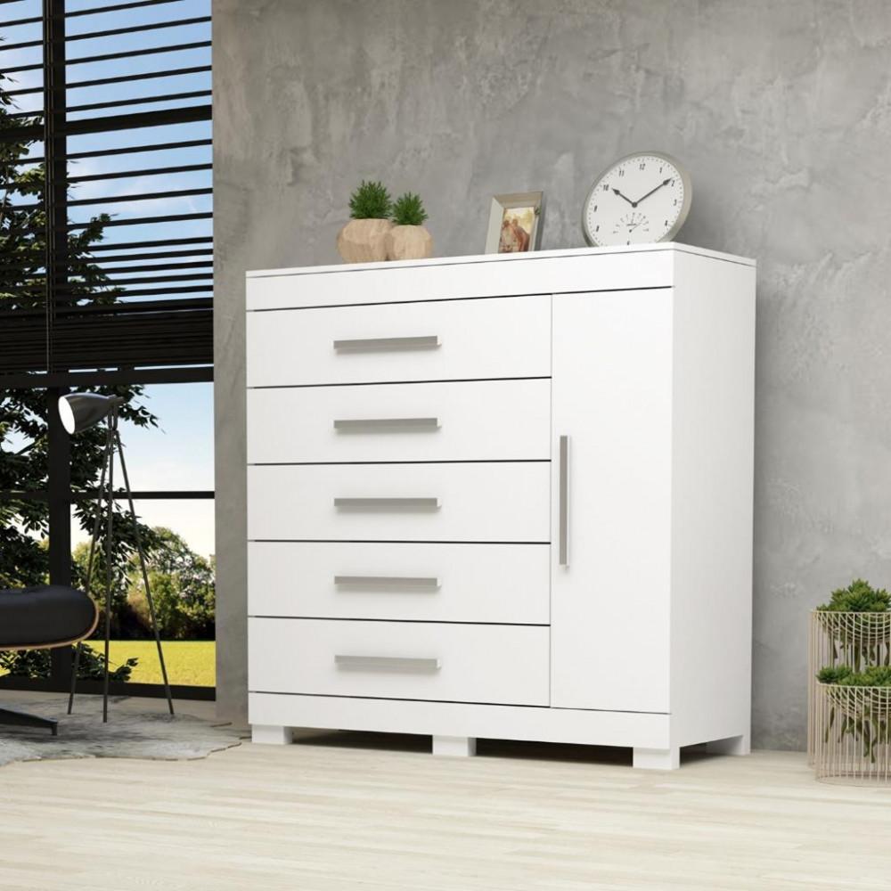 Cômoda 5 Gavetas 1 Porta Com Sapateira Rayane ACP - 1