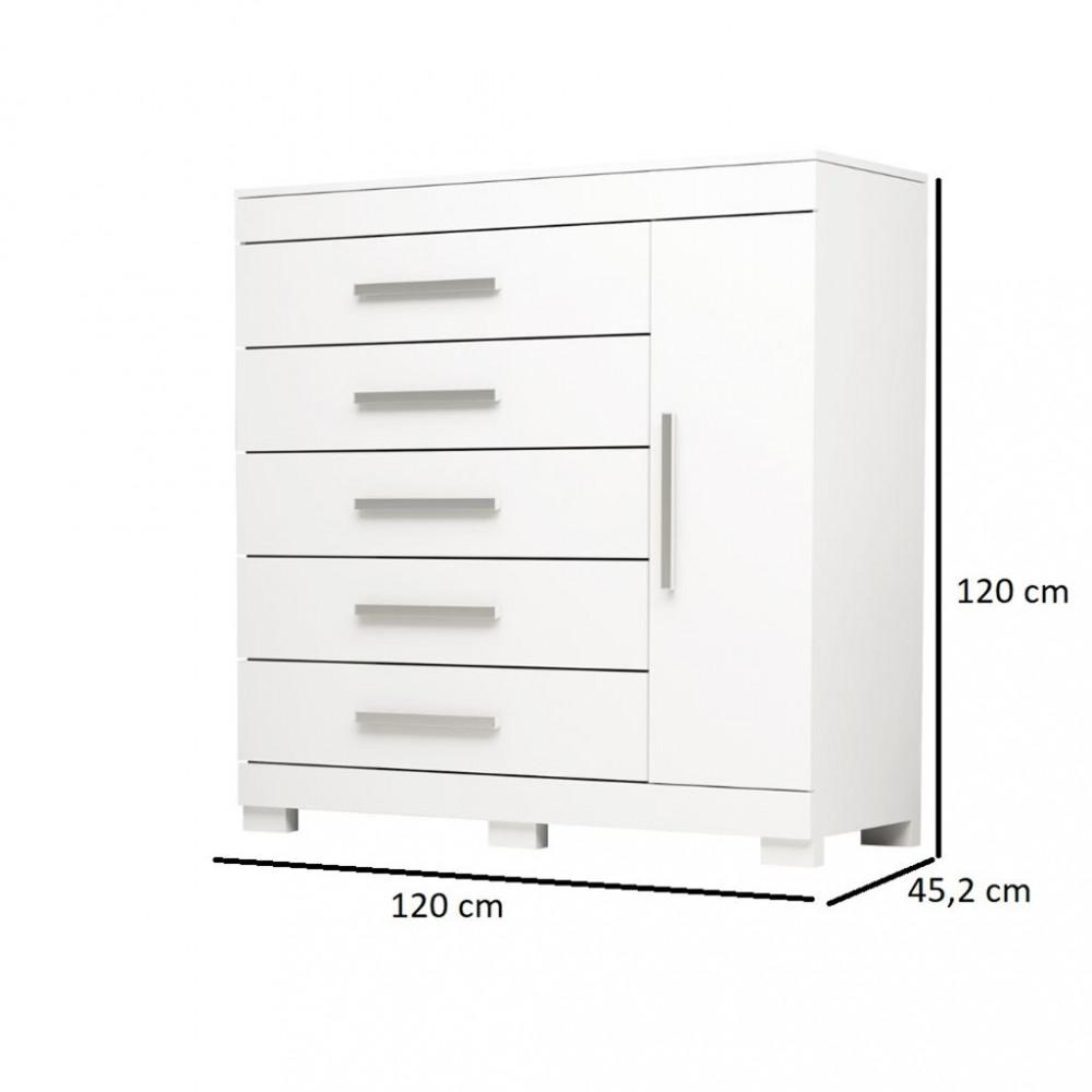 Cômoda 5 Gavetas 1 Porta Com Sapateira Rayane ACP - 4