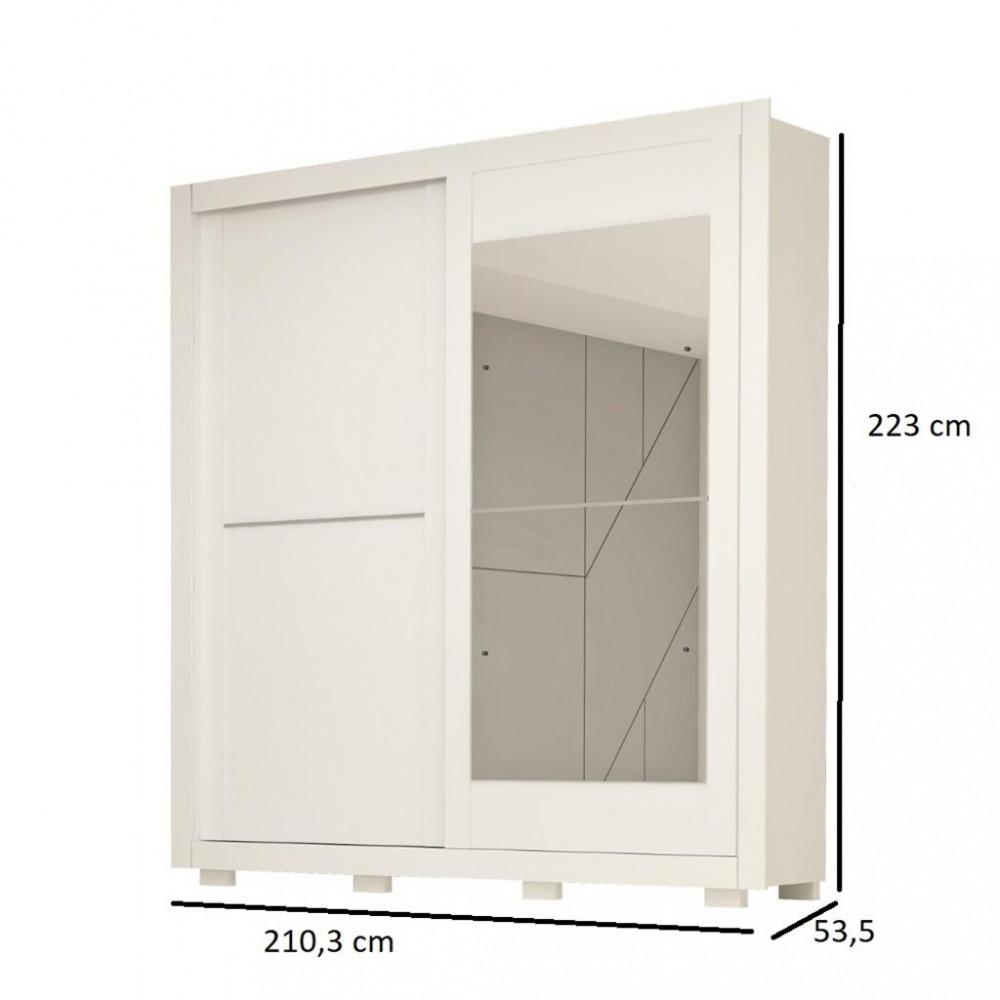 Guarda Roupas Casal 2 Portas 3 Gavetas Com Espelho Nicole ACP - 4