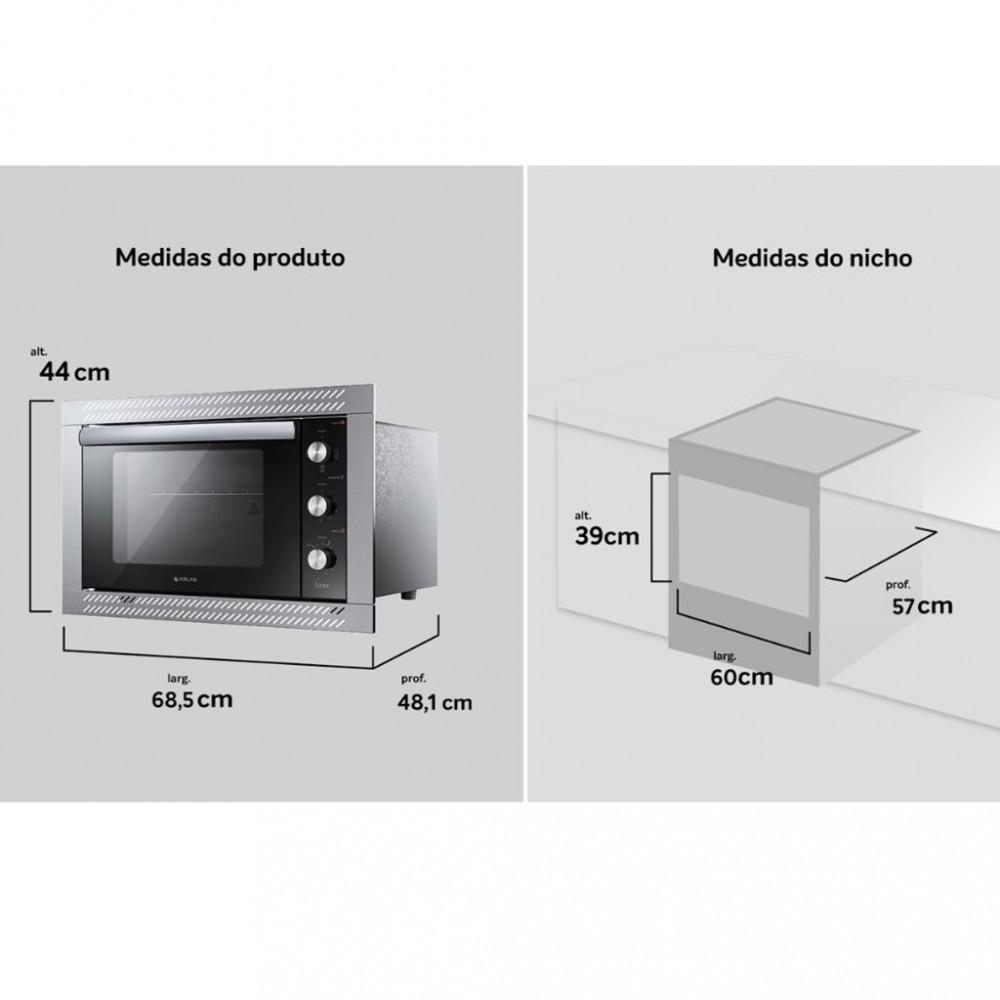 Forno Elétrico de Embutir Atlas U Top Style Espelhado 44L - 6