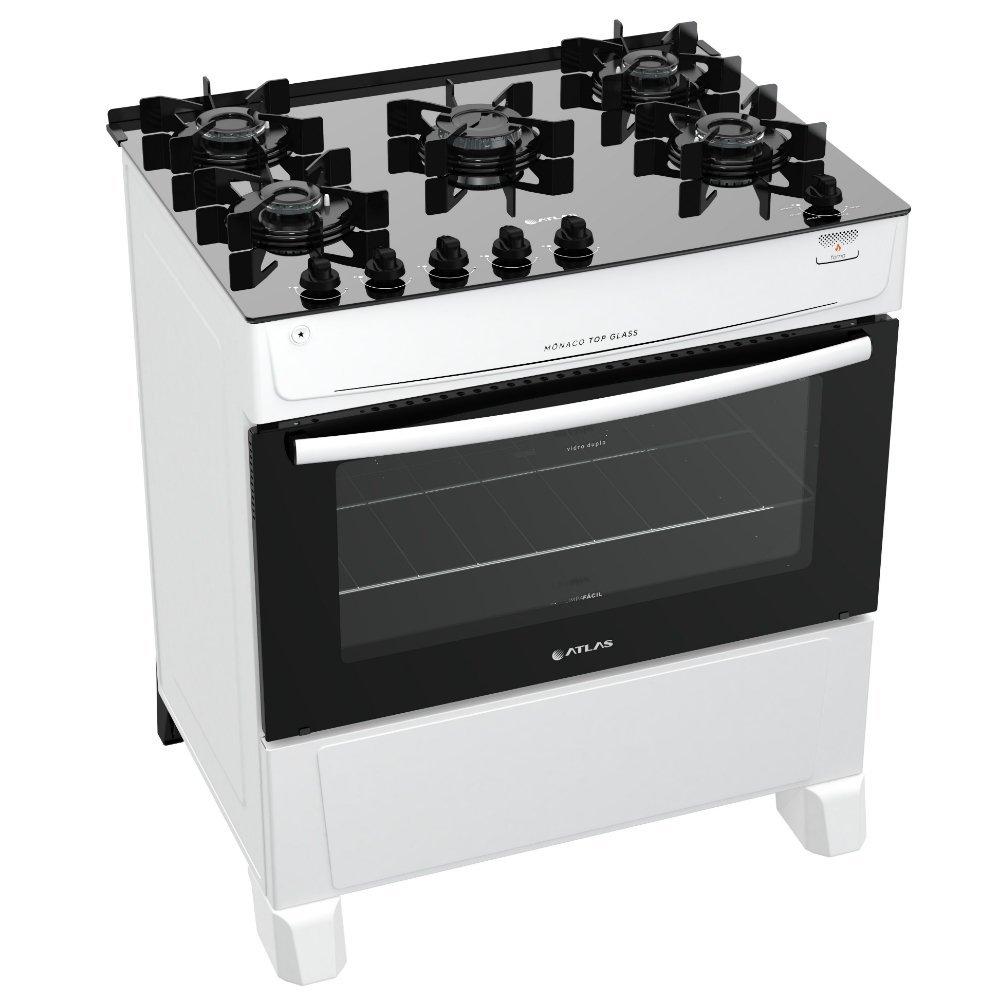 Fogão 5 Bocas Atlas Mônaco Top Glass Acendimento Automático - 1