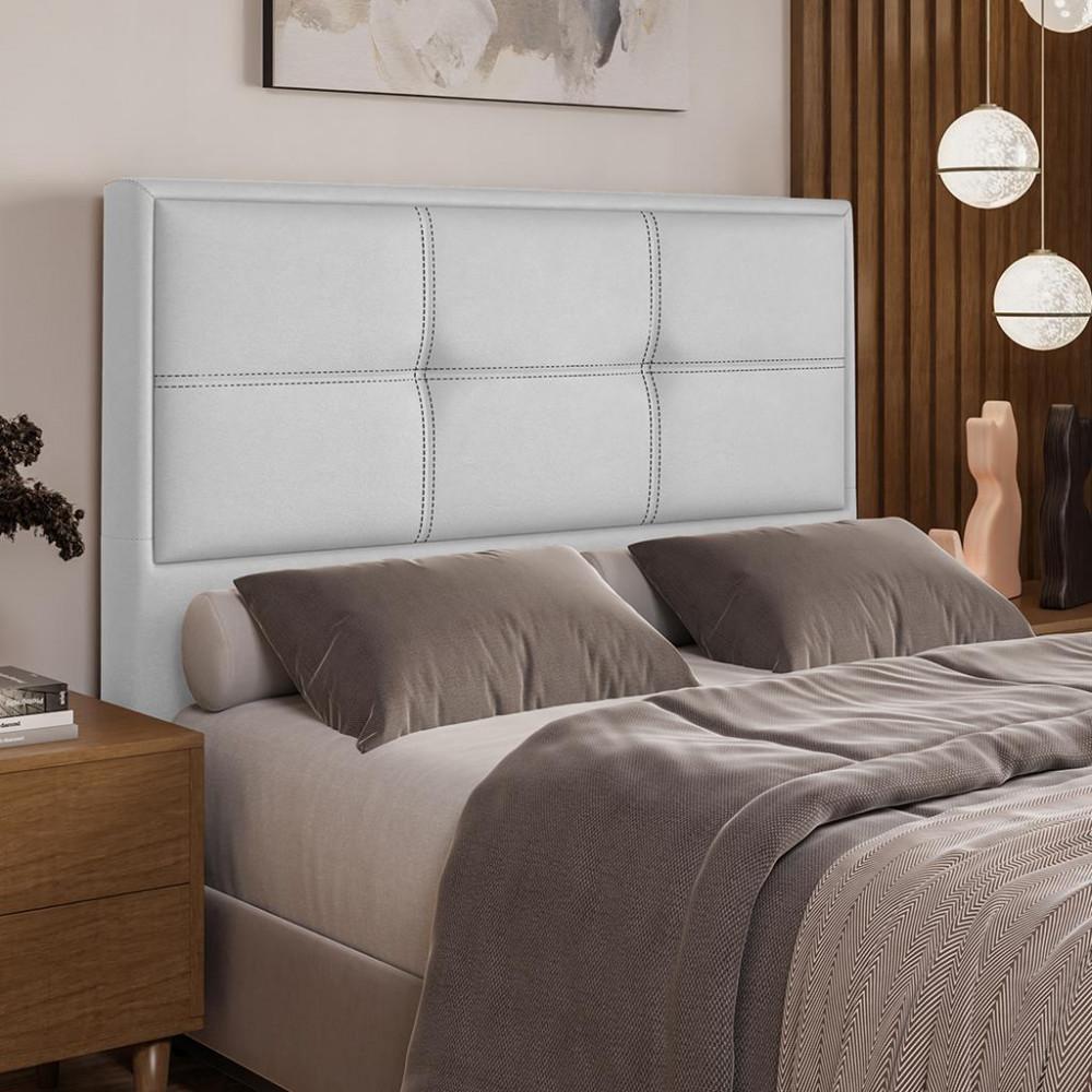 Cabeceira Estofada Casal 140cm Corino Monte Carlo Dobuê - 1