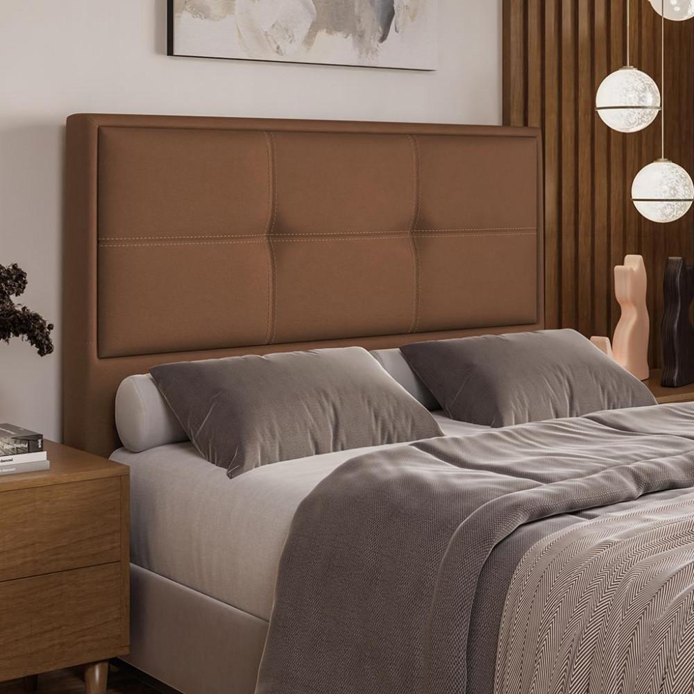 Cabeceira Estofada Casal 140cm Corino Monte Carlo Dobuê - 1