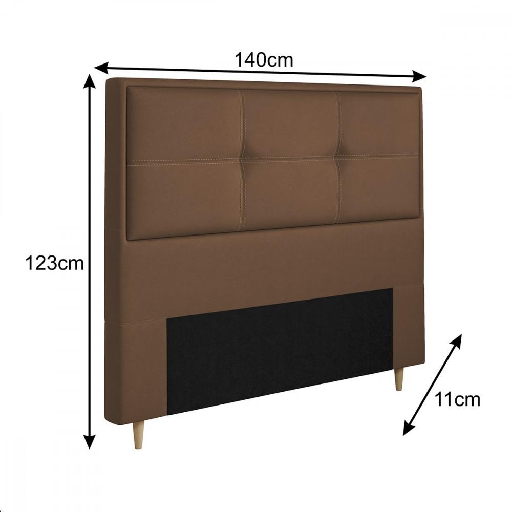 Cabeceira Estofada Casal 140cm Corino Monte Carlo Dobuê - 3