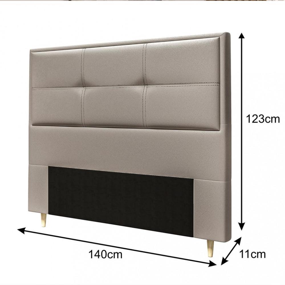 Cabeceira Estofada Casal 140cm Corino Monte Carlo Dobuê - 3