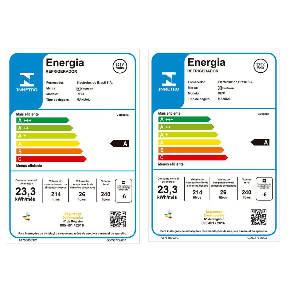 Geladeira Electrolux RE31 1 Porta Classe A 240L - 5