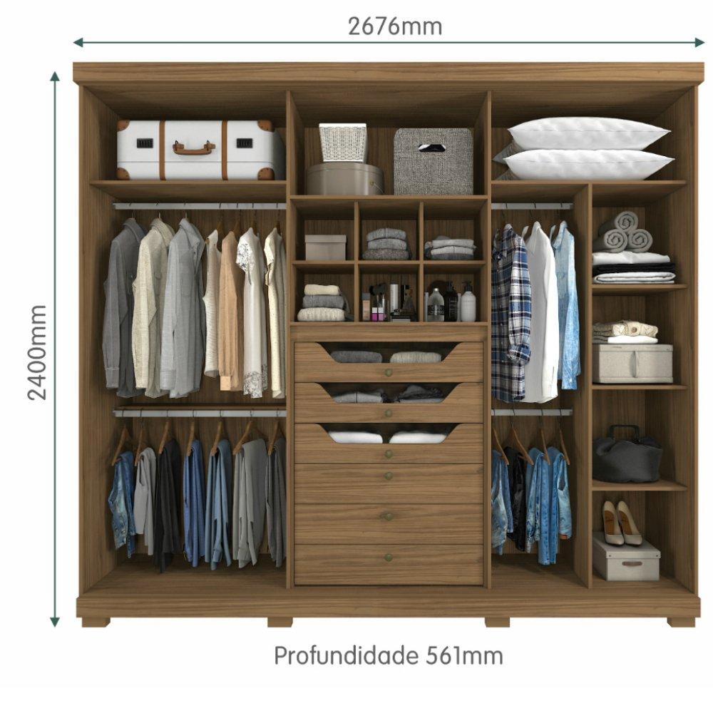 Guarda Roupa 6 Portas MDF com Espelho e Pés Guarapari Panan - 3
