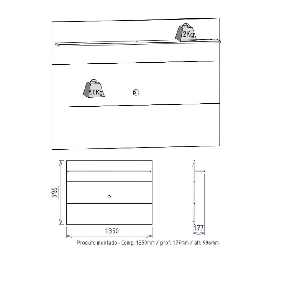 Rack com Painel para TV até 47 Polegadas 2 Portas Yara Maia Colibri - 4