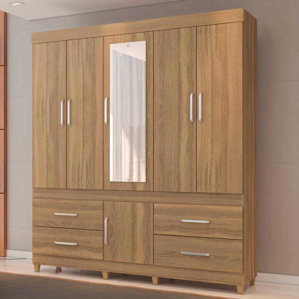 Guarda Roupa Casal 6 Portas 4 Gavetas Guarujá  Demóbile - 1