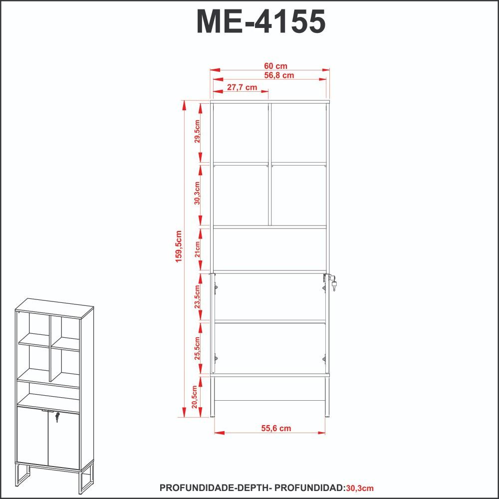 Estante para Escritório 2 Portas 5 Nichos com Chave ME4155 Tecno mobili - 1
