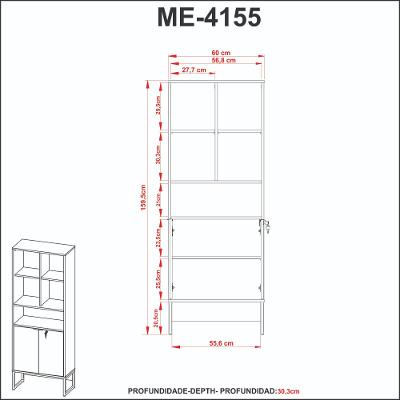 Estante para Escritório 2 Portas 5 Nichos com Chave ME4155 Tecno mobili