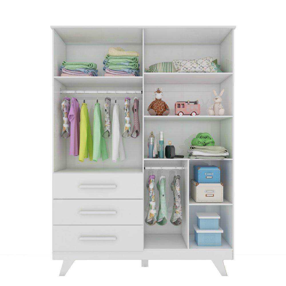 Guarda Roupa Infantil 4 Portas com Vidro 3 Gavetas Retro Móveis Peroba - 2