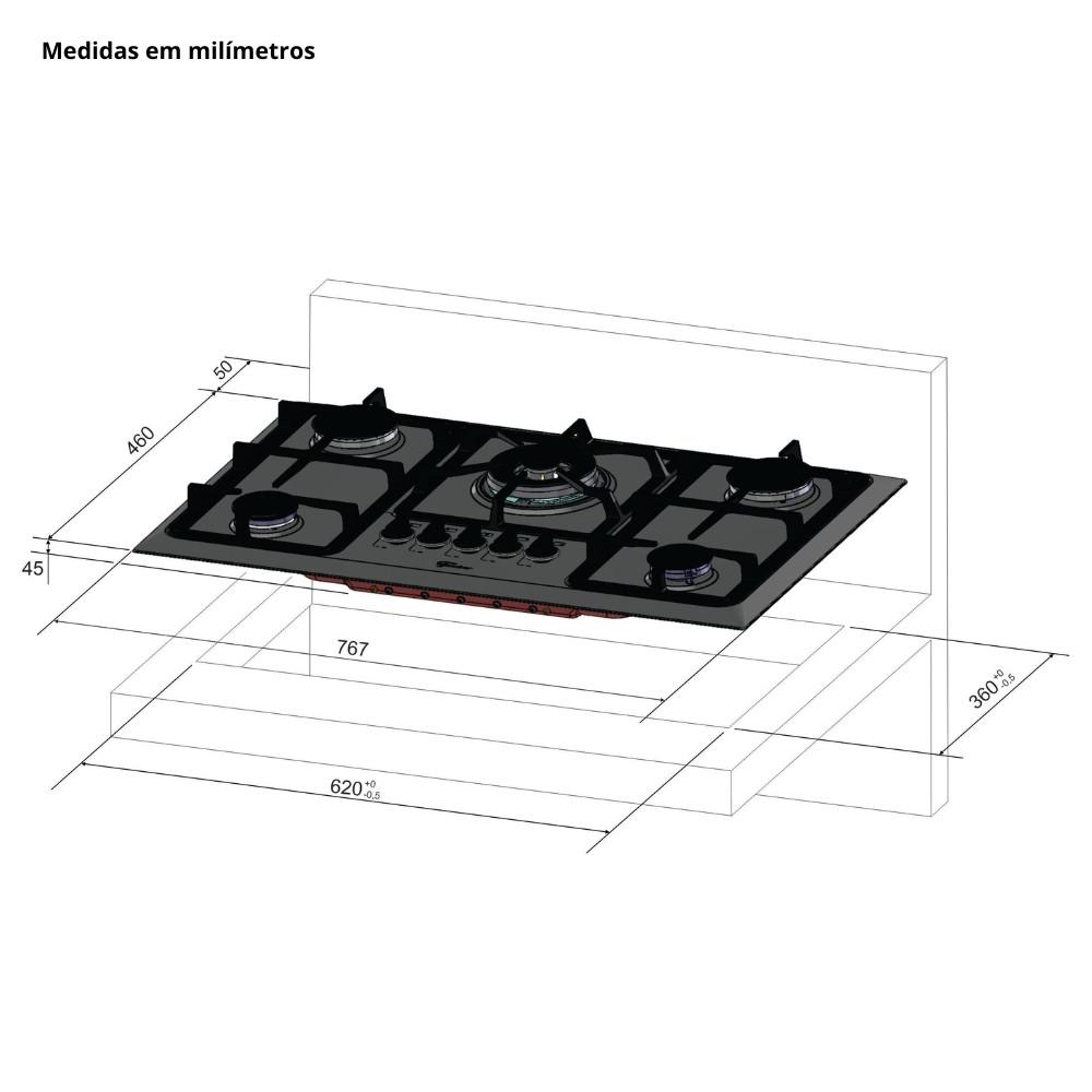 Cooktop 5 Bocas Fischer Infinity Tripla chama Acendimento Automático - 4