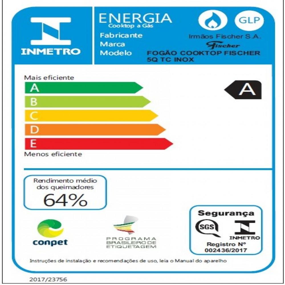 Cooktop 5 Bocas Fischer Infinity Tripla chama Acendimento Automático - 5