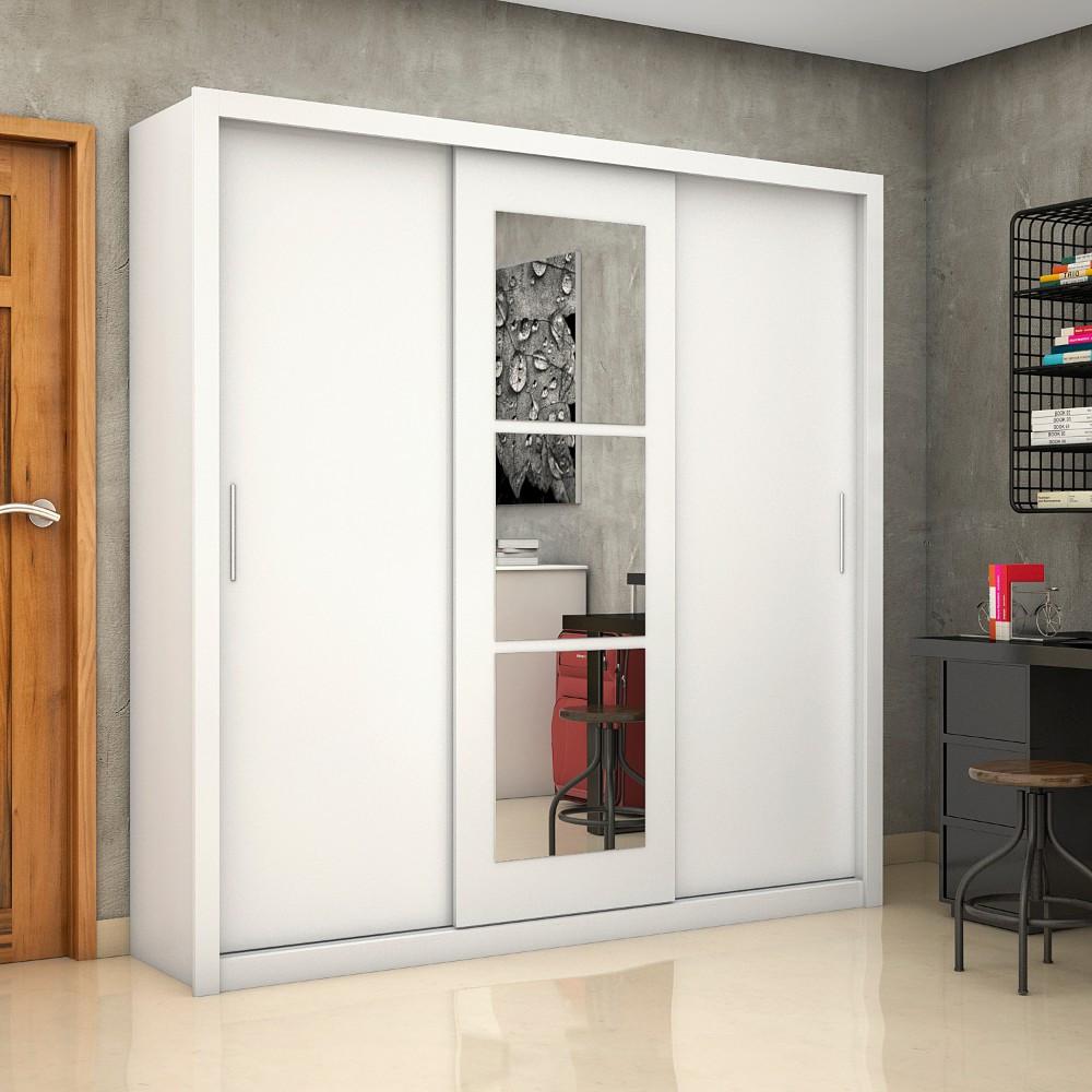 Guarda Roupa Casal 3 Portas 4 Gavetas com Espelho Clarice Carioca Móveis - 1