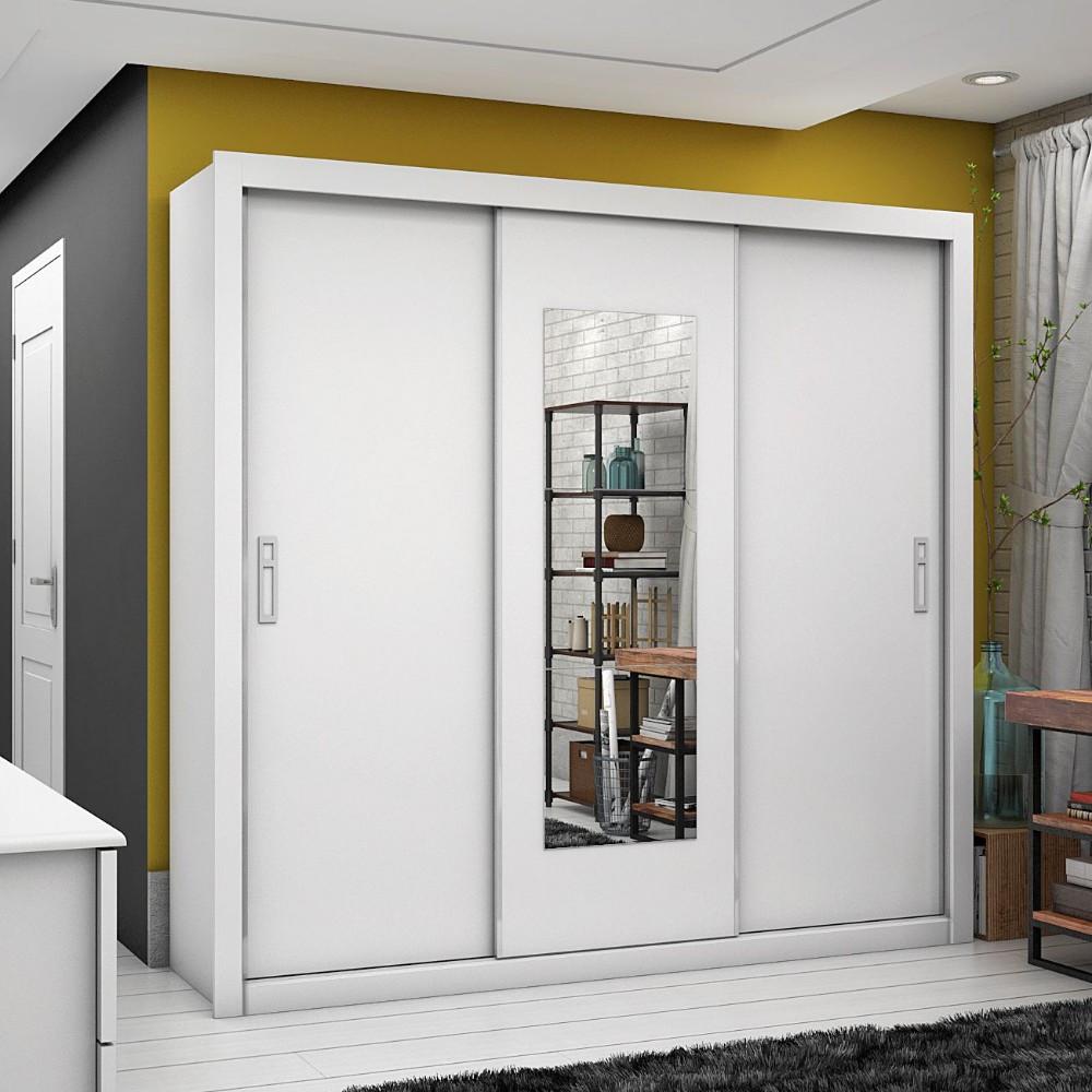 Guarda Roupa Casal 3 Portas 4 Gavetas com Espelho Ilhéus Carioca Móveis - 1