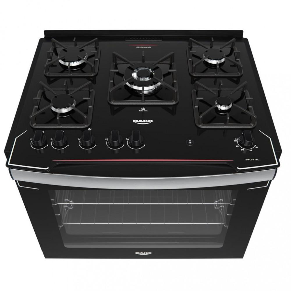 Fogão de Embutir 5 Bocas Dako Diplomata Mesa de Vidro e Tripla Chama - 3