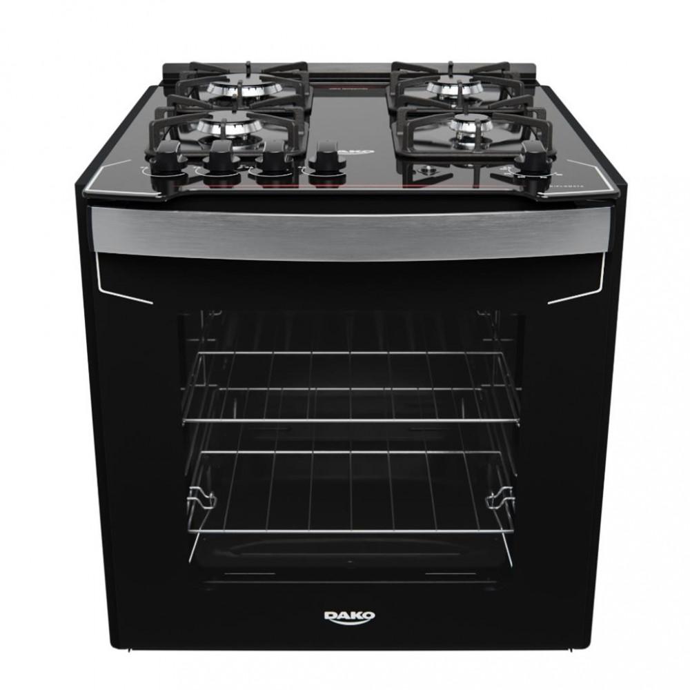 Fogão de Embutir 4 Bocas Dako Diplomata Mesa de Vidro - 1