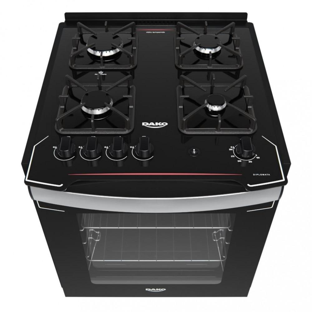 Fogão de Embutir 4 Bocas Dako Diplomata Mesa de Vidro - 3