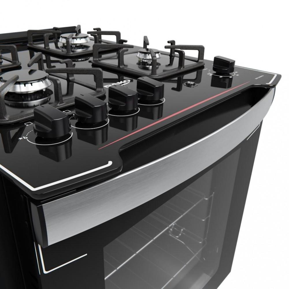 Fogão de Embutir 4 Bocas Dako Diplomata Mesa de Vidro - 5