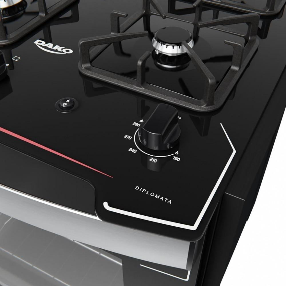 Fogão de Embutir 4 Bocas Dako Diplomata Mesa de Vidro - 6