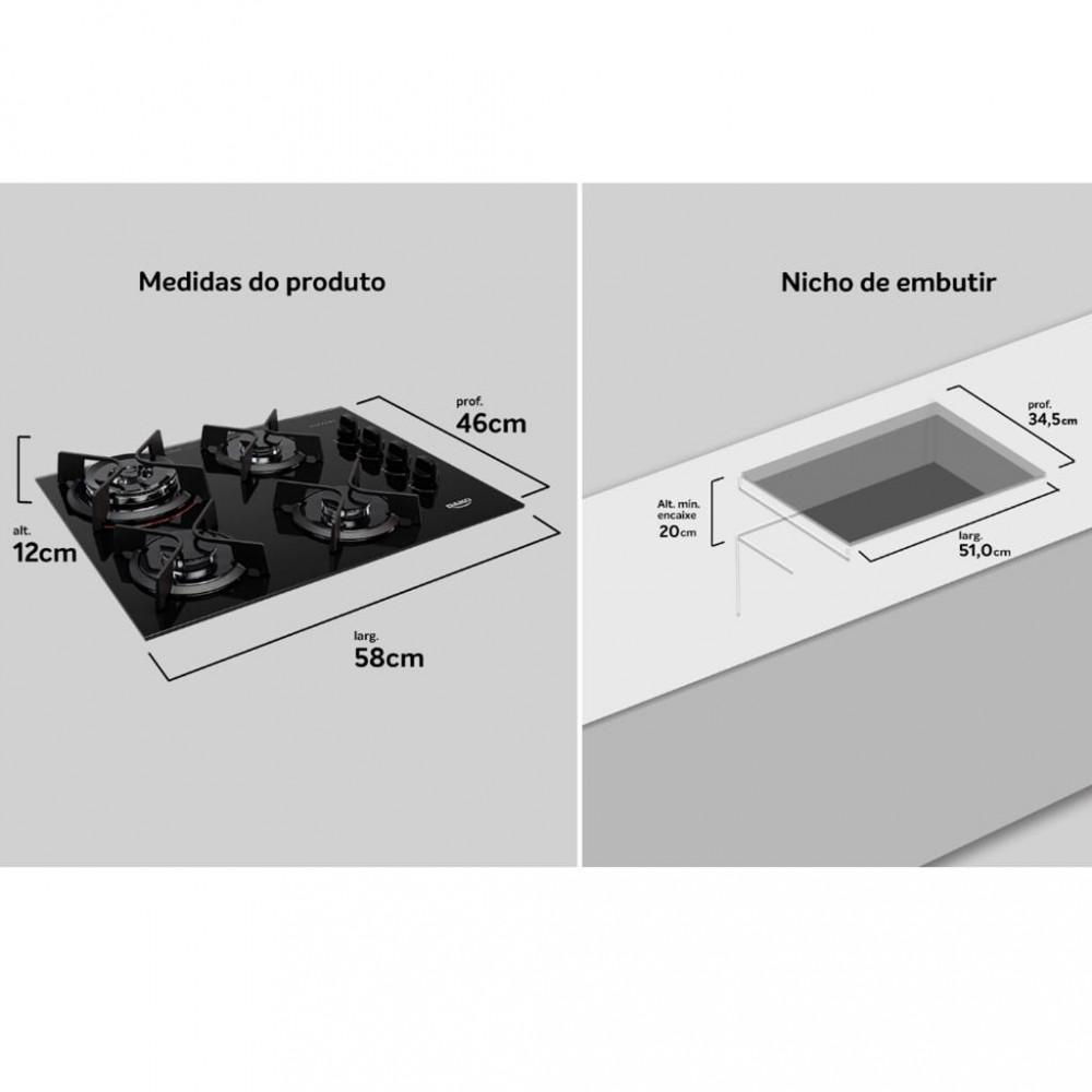 Cooktop Dako Supreme a Gás 4 Bocas Acendimento Automático e Tripla Chama - 3