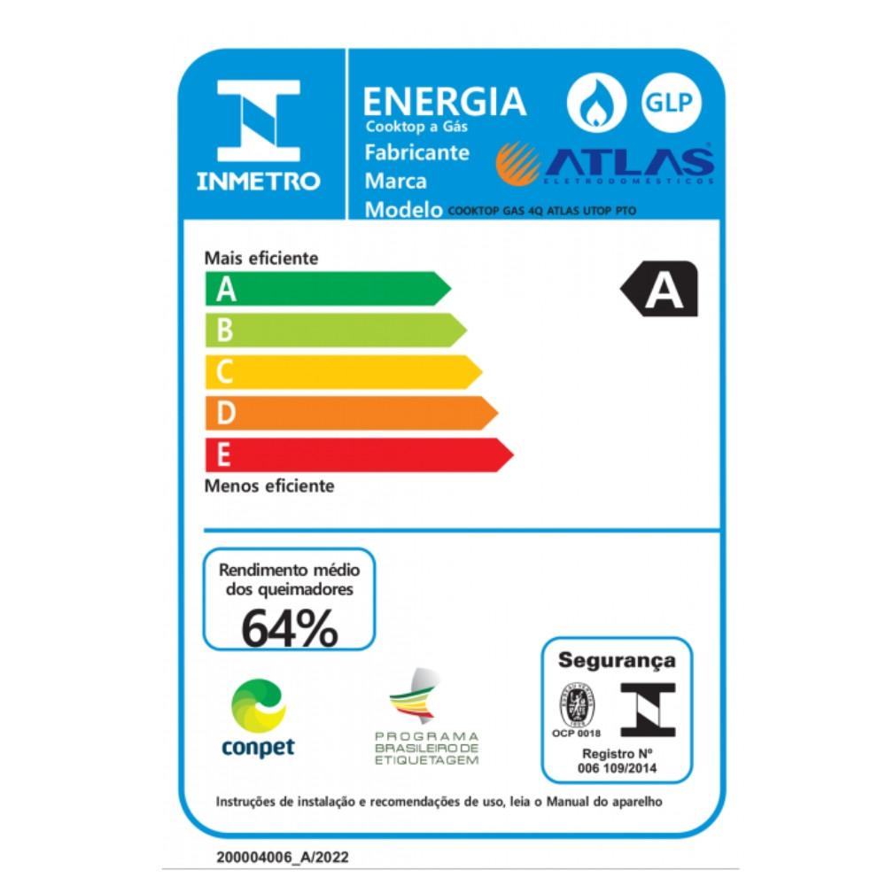 Cooktop Atlas U Top 4 Bocas Acendimento Automático - 4