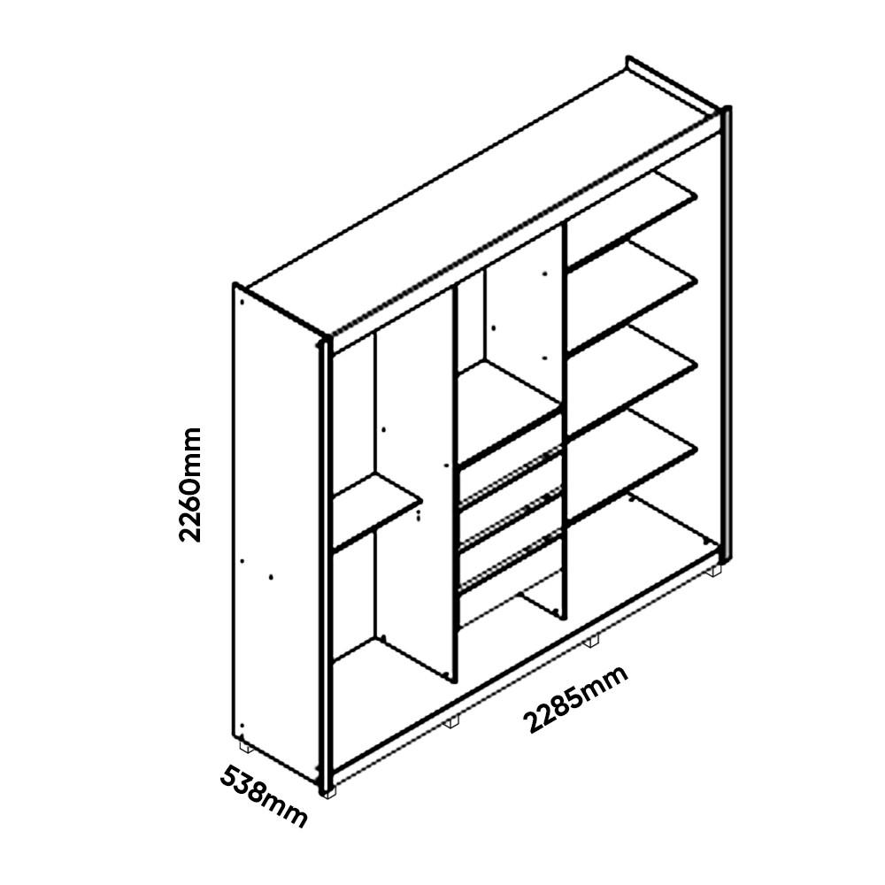 Guarda Roupa Casal com Espelho 3 Portas Flex 4 Gavetas Royale Gelius - 4