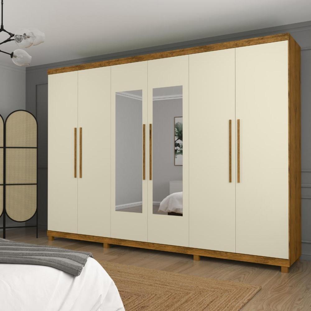 Guarda Roupa Casal Espelho Pés 6 Portas 4 Gavetas Absolut New Gelius - 1