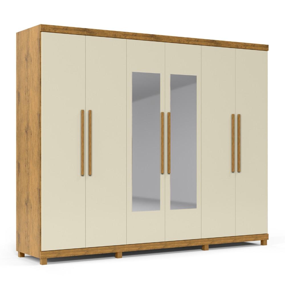 Guarda Roupa Casal Espelho Pés 6 Portas 4 Gavetas Absolut New Gelius - 2