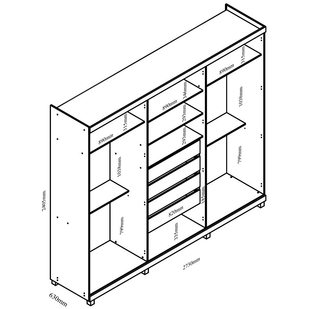 Guarda Roupa Casal Espelho Pés 6 Portas 4 Gavetas Absolut New Gelius - 4